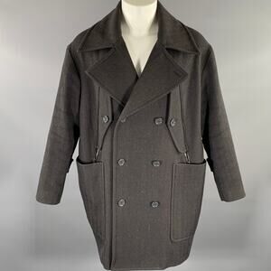 GOLDEN GOOSE Size S Black Herringbone Wool Mohair Peacoat Coat